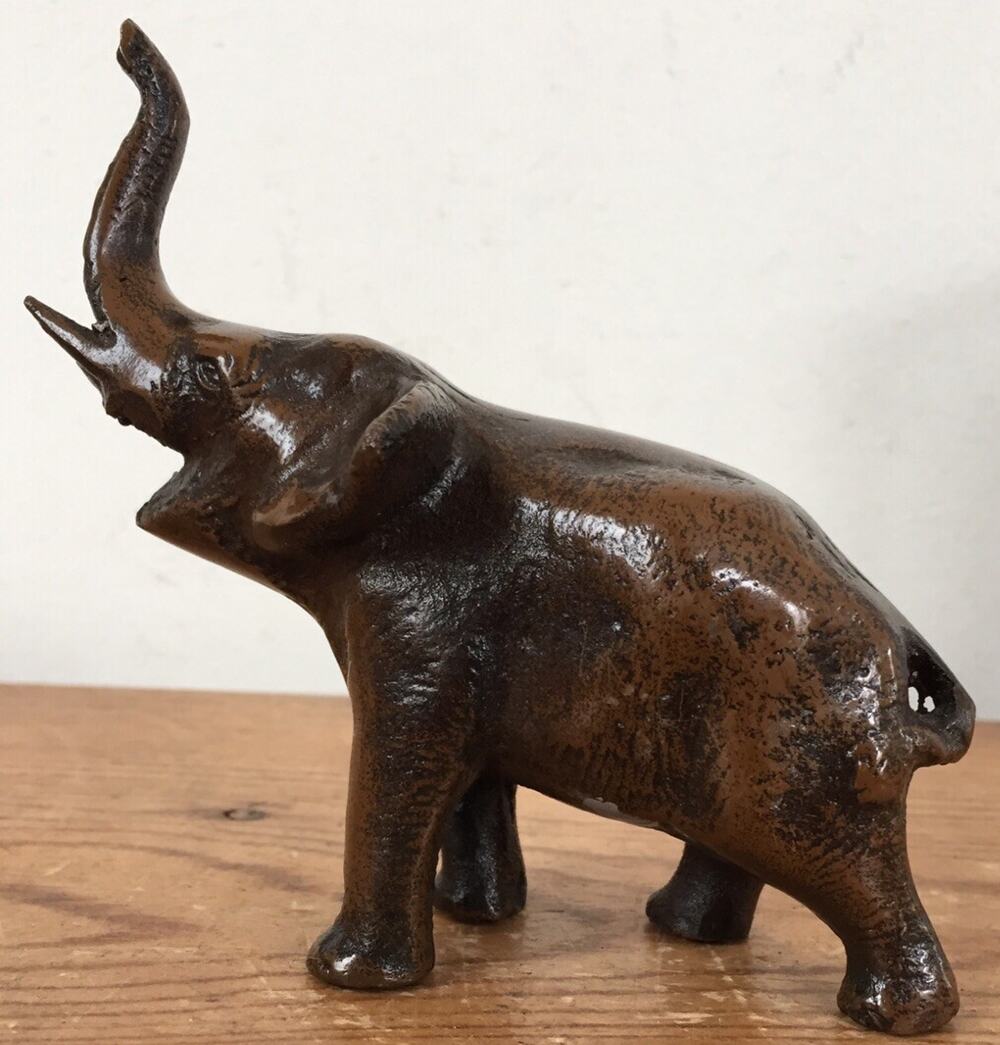 Vintage Antique Style Copper Bronze Cast Metal Elephant Sculpture Figurine 4"